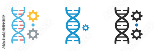 CRISPR Gene Editing Icon Set in Multi Style Collection, DNA Modification Symbols, Genome Engineering Elements, Biotechnology and Genetic Research Icons for Medical, Science, and Laboratory Design
