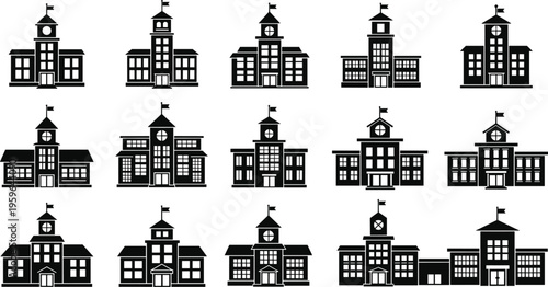 Collection of High-Angle Work and Rope Access Silhouettes Including Climbers and Rescue Personnel with Harnesses Helmets Ladders Tools and Safety Equipment