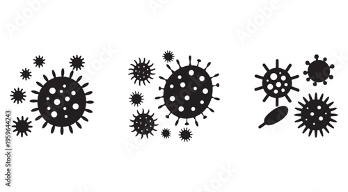 Coronavirus icons set with various virus cells and particles floating on white background for health and medical concepts  virus outbreak and pandemic illustrations