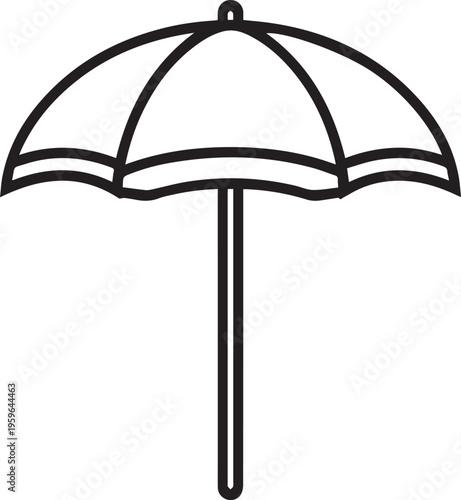 An outlined image of a parasol ready for a day in the sun and outdoor relaxation.