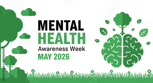 flat vector Mental Health Awareness isolated on White Background vector background, vector illustration