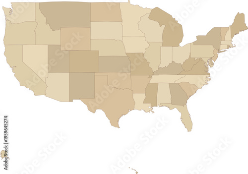 USA map vintage classic style beige states United States illustration
