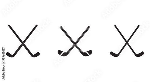 Ice hockey sticks crossed over each other in different positions  sports equipment  hockey gear