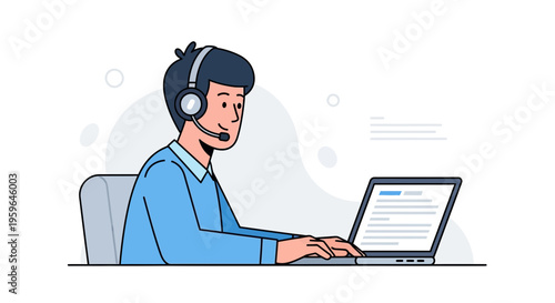 Businessman, customer service, call center, support, vector illustration