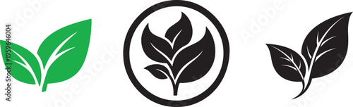 Leaf icon. Eco leaves vector illustration. Ecological gardening and organic farming symbol. Environmental sustainability and green living sign. Nature care pictogram.