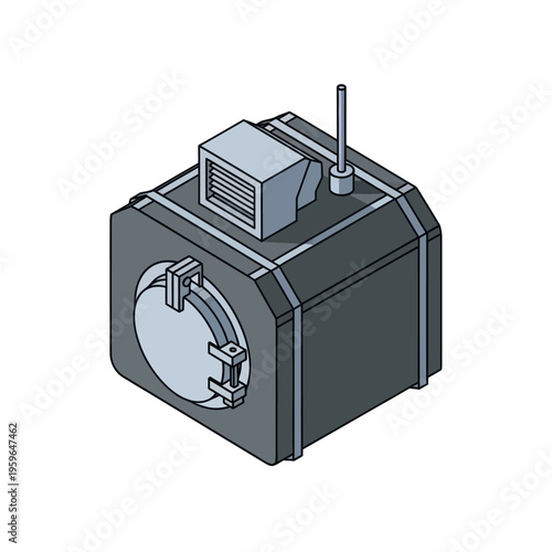 Isometric Illustration of a Secure Vault or Chamber.