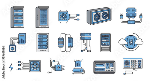 Collection of various computer hardware components.