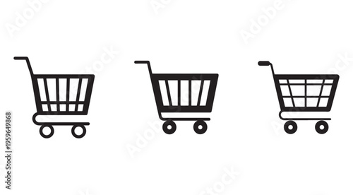 Shopping carts in different angles and styles for ecommerce and retail concepts  various shopping cart icons