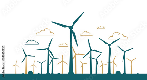 Wind Turbines Renewable Energy Farm.