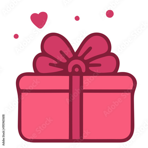 A pink gift box with a bow and hearts, symbolizing love and appreciation.