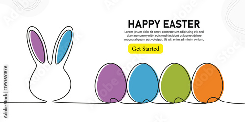 Festive Easter Greeting with Bunny, Eggs and Chalkboard Style Vintage Typography Design