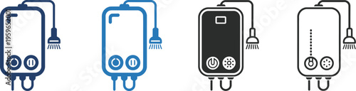 Water Heater icon set multiple style collection, modern boiler appliances, hot and cold water icons, thermostat and climate control symbols