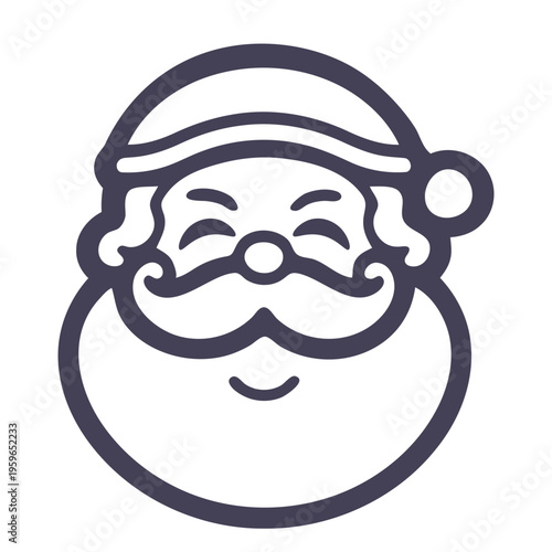 A minimalist vector illustration of Santa Claus's face with a winking expression