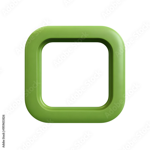 Green rounded square frame, simple and sleek design on transparent background