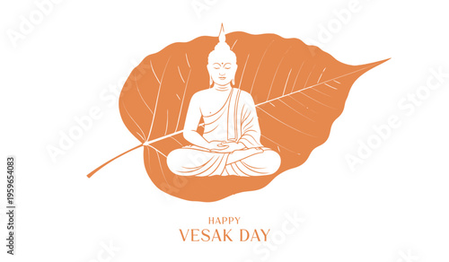 Vesak Day Greeting Card Template with Spiritual Buddhist Illustration