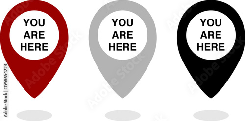 Location Sign, You Are Here Sign, Location Marker Icon.