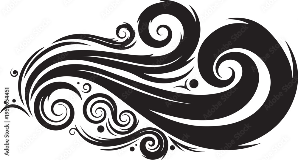 Fototapeta premium Elegant swirling black lines on white background illustration design