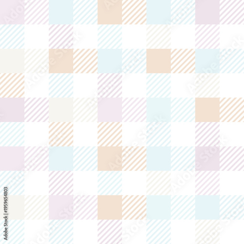 Checkered gingham print, spring picnic tablecloth plaid seamless pattern. Square tartan background for Easter decor