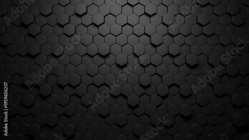 Abstract luxury dark hexagons background. Futuristic technology concept