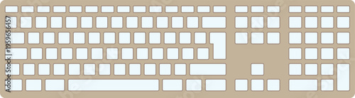 Minimalist computer keyboard vector, beige mechanical keyboard layout, modern office hardware icon