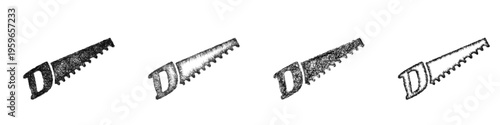 Sketch hand saw icon design set