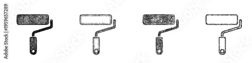 Sketch paint roller icon design set