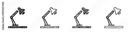 Sketch workbench lamp icon design set