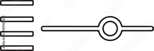 Minimal black horizontal slider with circular handle and indicator lines