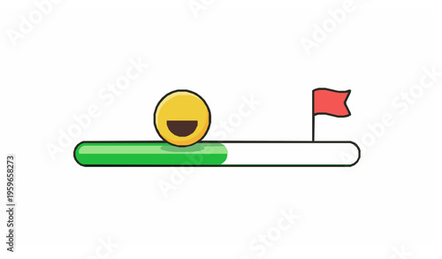 Milestone progress bar success emoticon flag vector illustration