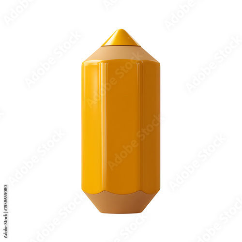 Shiny Yellow Pencil Illustration with Brown Accents on transparent background