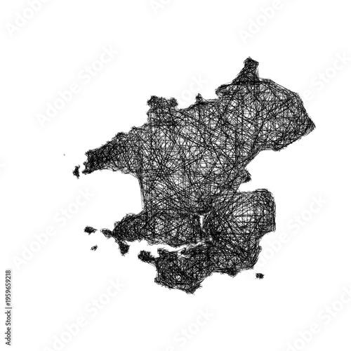 Sketch Pembrokeshire outline map design