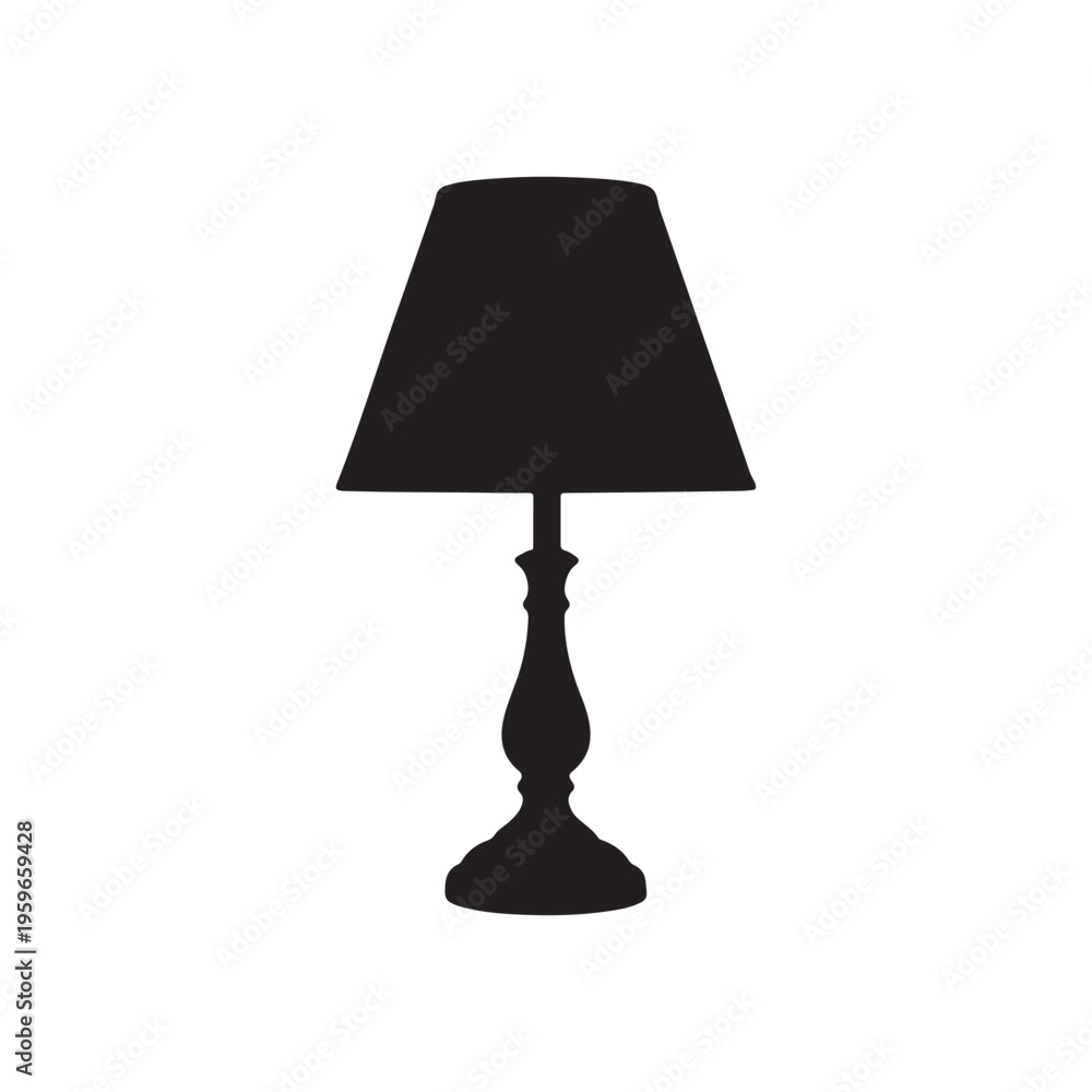 Obraz premium Table lamp silhouette isolated on white background.