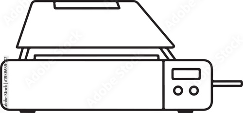 Minimal black office scanner with paper output tray and control panel