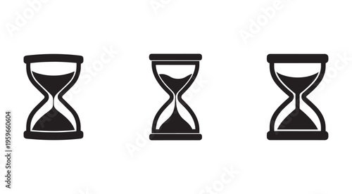 Three hourglass icons in different sand levels on white background  hourglass  sand timer