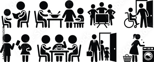 Iconic representations of daily social and household activities