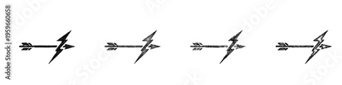 Sketch lightning arrow icon design set