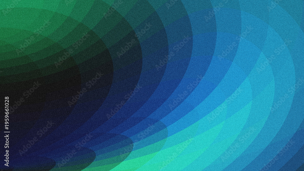 Obraz premium A modern abstract background featuring smooth gradient waves transitioning from deep green to cool blue, with a subtle grainy texture.