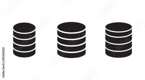 Three stacks of coins in different sizes on white background for financial concepts  money and business icons