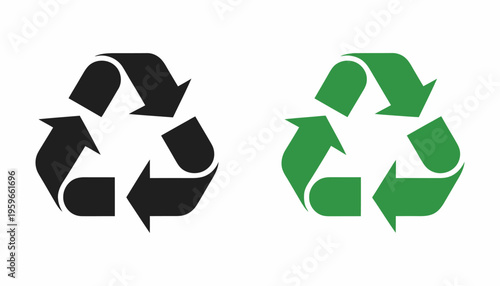 recycle symbols, recycling arrow icons set with reuse and reduce elements, recycle badge and label illustration,environmental awareness, green living, and waste sorting systems.