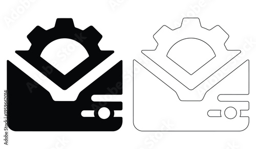 Mail Configuration Gear Icon Email Settings Control Panel Communication System Vector