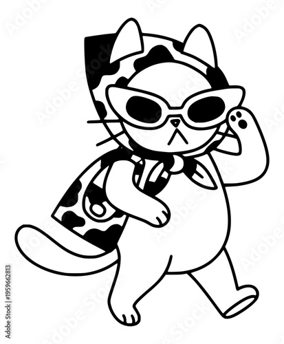 Cool cat in sunglasses and bandana