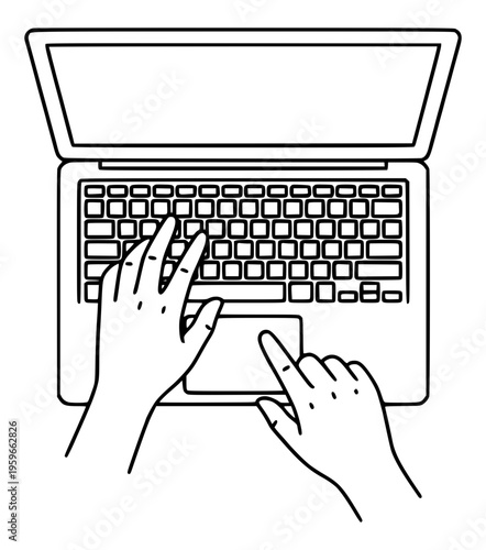 Hands typing on laptop