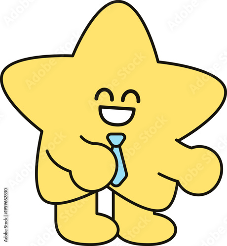 넥타이 입고 안내하는 별 캐릭터