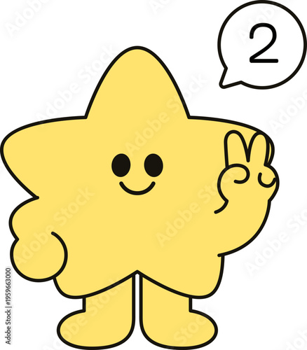 숫자2 말풍선 별 캐릭터