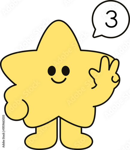 숫자3 말풍선 별 캐릭터