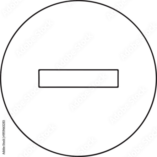 Black minus symbol centered in a white circle on transparent background