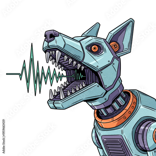 Robotic Dog Illustration Cybernetic Canine Art Digital Design Futuristic Animal Robot Concept Character Vector Graphic Cool Tech