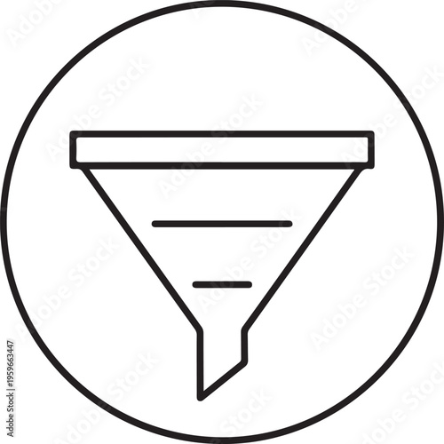 Black outline filter symbol with triangular shape and horizontal bar