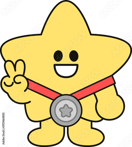 은메달 브이하는 별 캐릭터