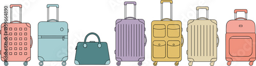 Modern luggage collection, travel bags, suitcase variety, stylish design, carry-on options, rolling cases, travel gear, fashion luggage, airport essentials, organized packing